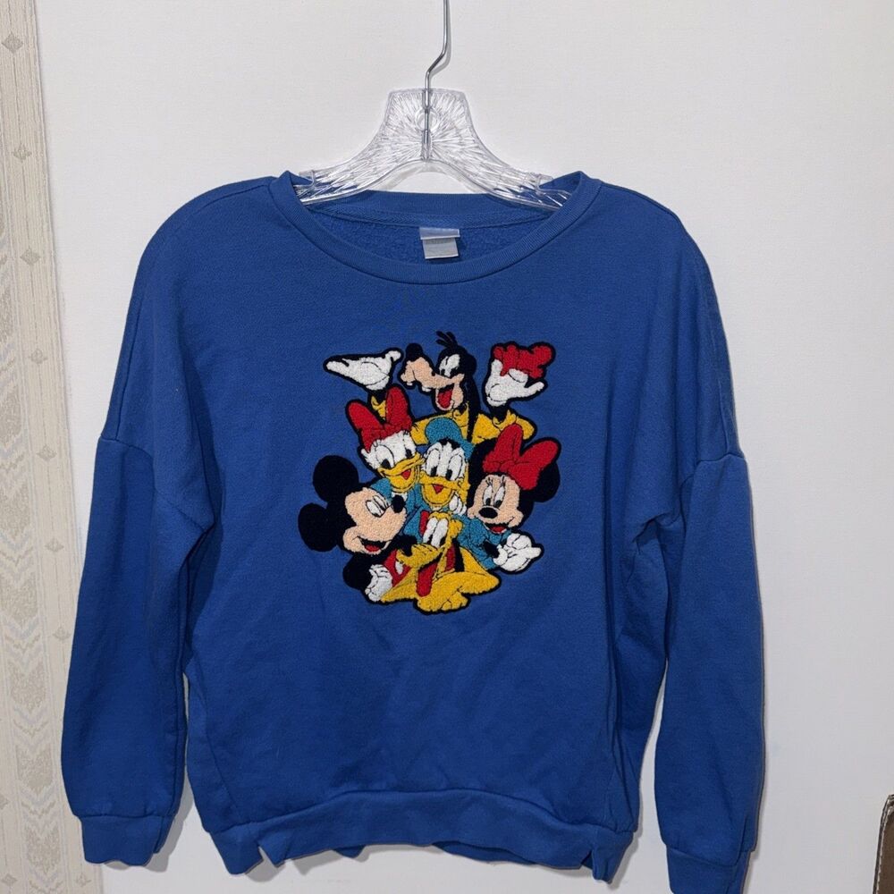 VTG Mickey Mouse/Donald Duck/Goofy Disney Embroidered Blue Sweater